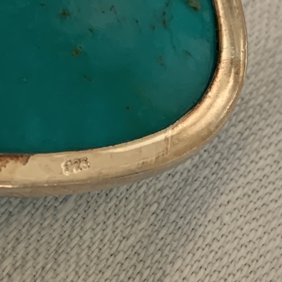 Turquoise Silver Pendant With Clasp that Opens for Chain, Rope or Pearls - Picture 4 of 6